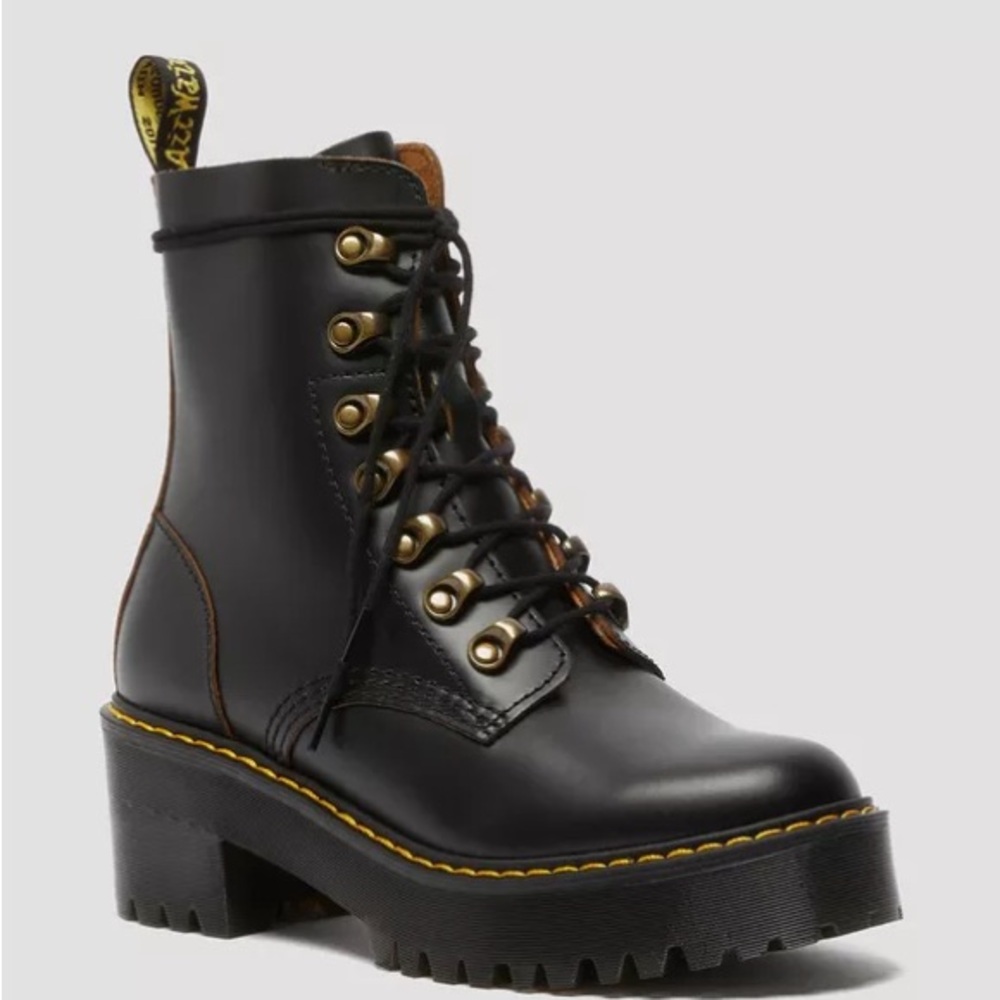 Dr. Martens Black Combat Moto Boots with Platform Sole